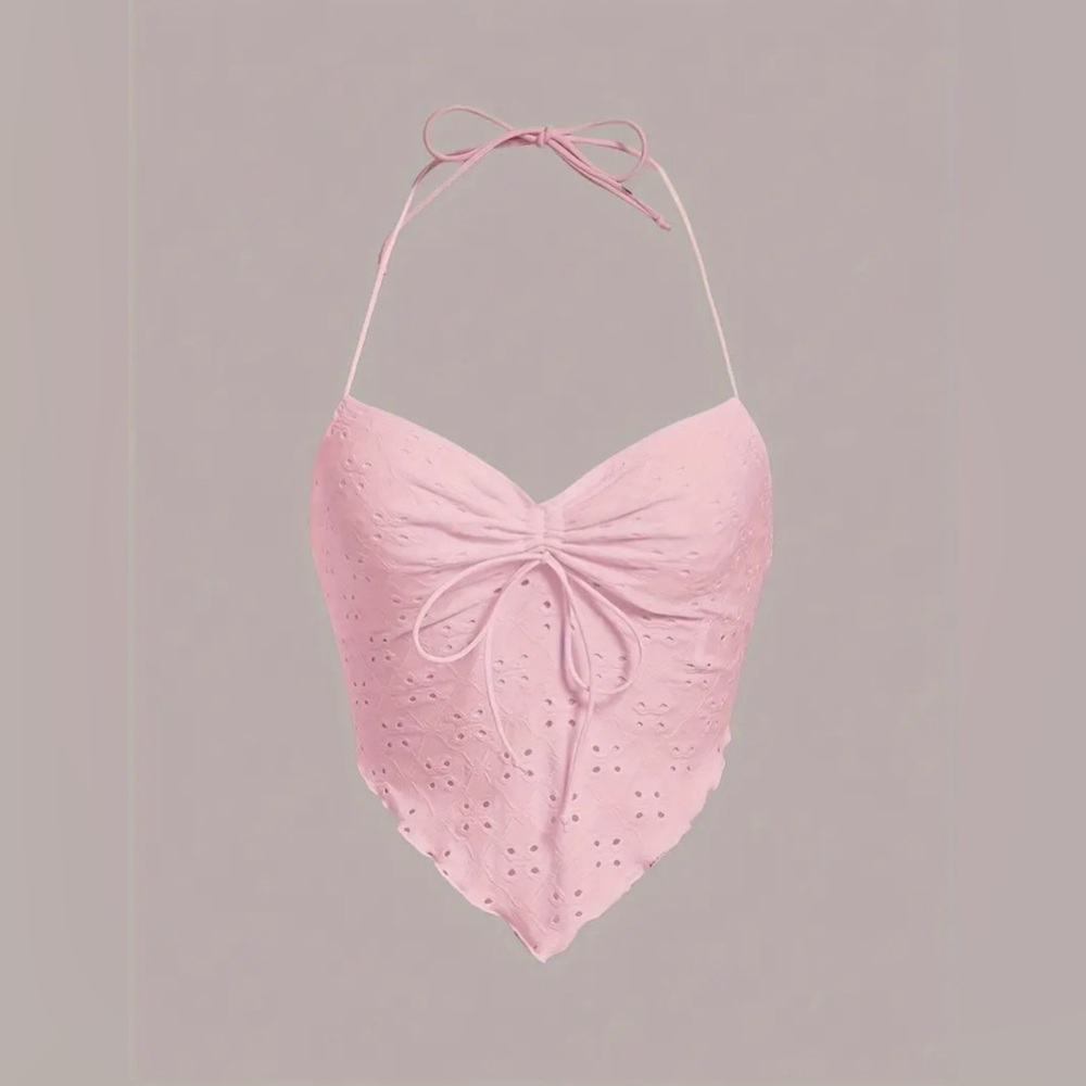 Pink scrunchie halter top
